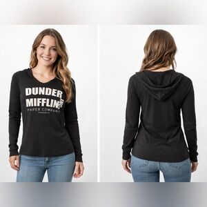 Womens The Office XS District Perfect Tri Dunder Mifflin hooded shirt top